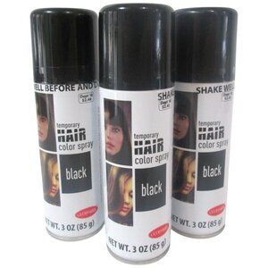 Lot‎ of 3 Goodmark Temporary Black Hair Color Spray 3oz 85g for Halloween Party